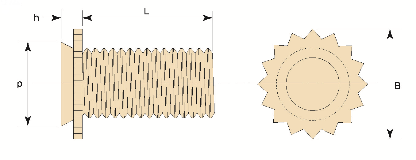 セルコンシールドスタッドの寸法表