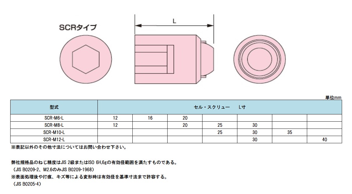 SCR-M10-35 - （セルスクリュー｜M10）：セルフクリンチングファスナー